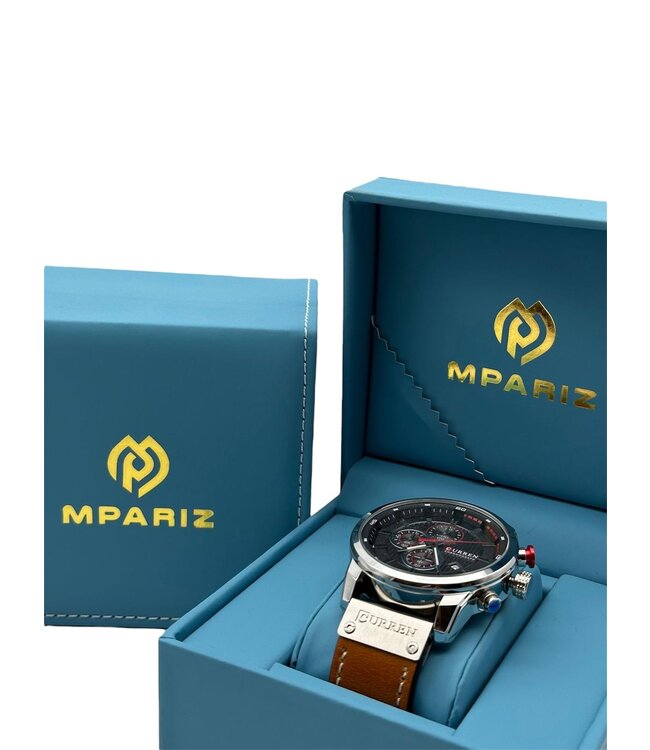 Curren  Herenhorloge Leren band (Zilver/Rosé)