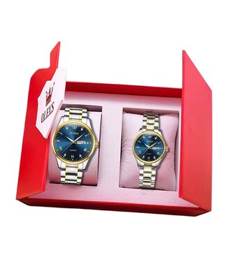 Olevs Luxe Horlogeset Zilver Goud Blauw