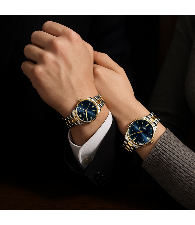 Olevs Luxe Horlogeset Zilver Goud Blauw