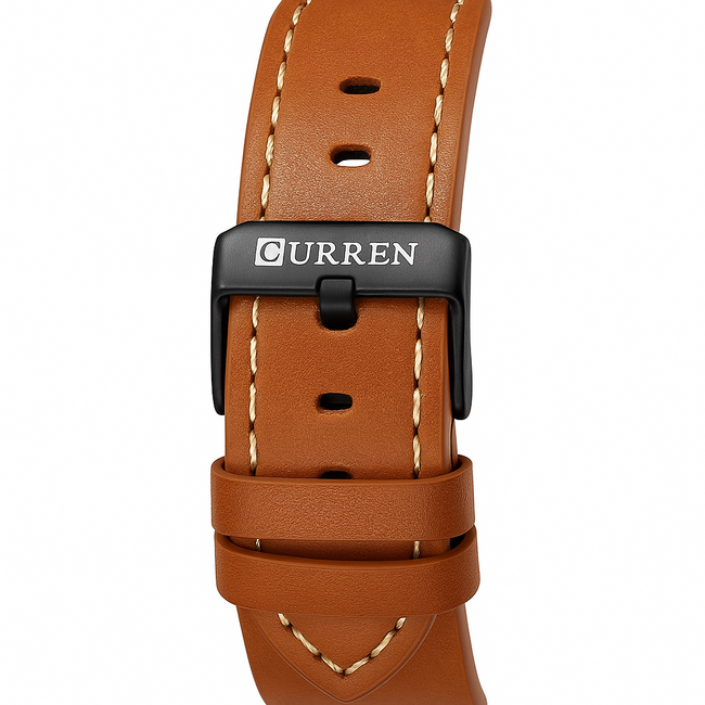 Curren  Herenhorloge Leren band (Zilver/Rosé)