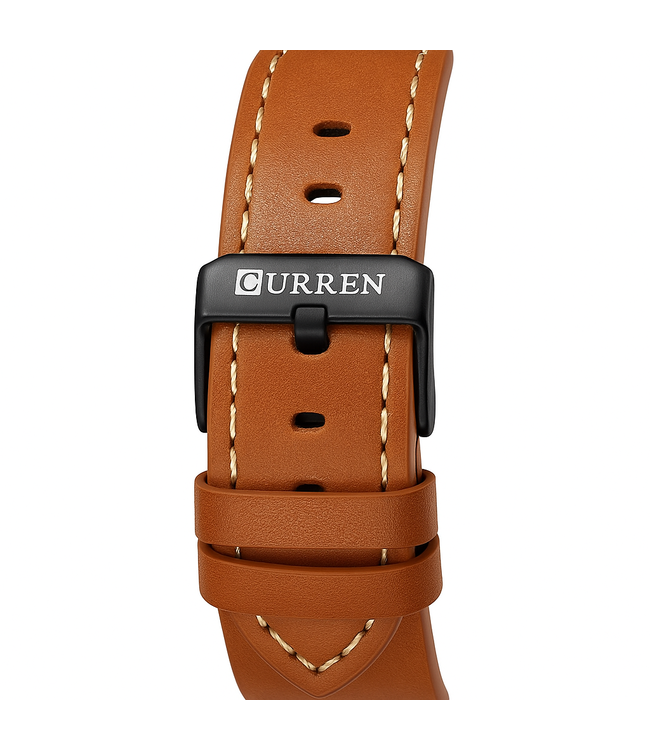 Curren  Herenhorloge Leren band (Zilver/Rosé)