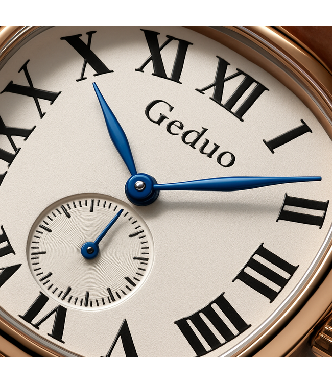 Geduo Herenhorloge Rosé Goud met Leren Band