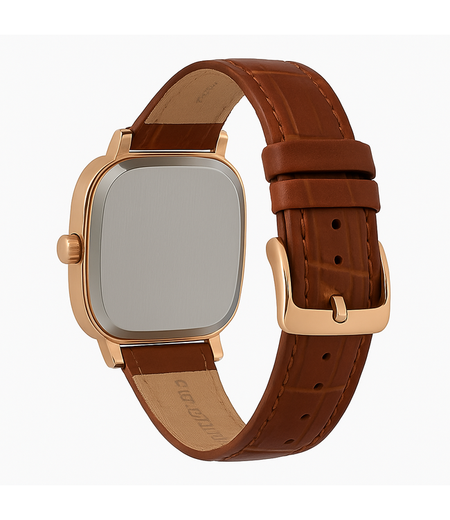 Geduo Herenhorloge Rosé Goud met Leren Band