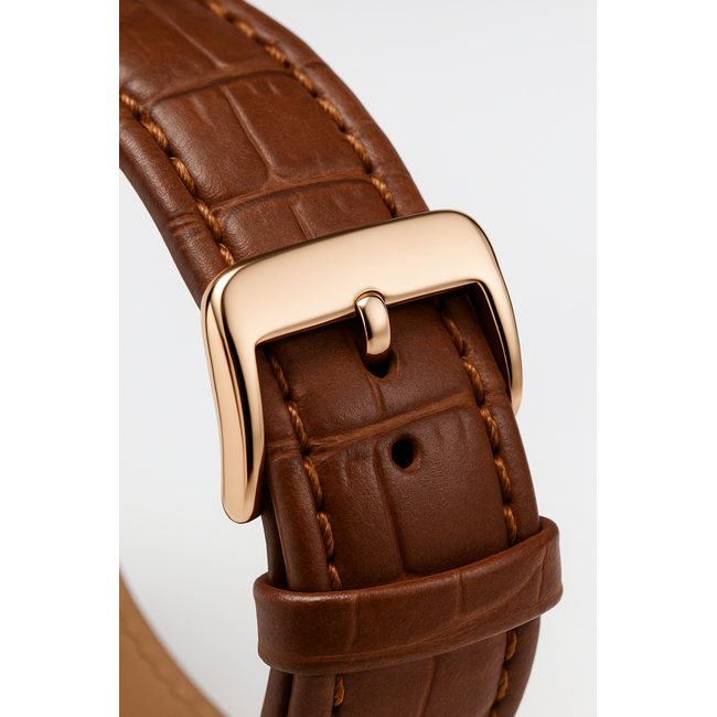 Geduo Herenhorloge Rosé Goud met Leren Band