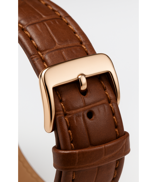 Geduo Herenhorloge Rosé Goud met Leren Band