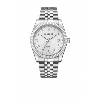 Ricecgo Luxe Herenhorloge Zilver Parelmoer Wit