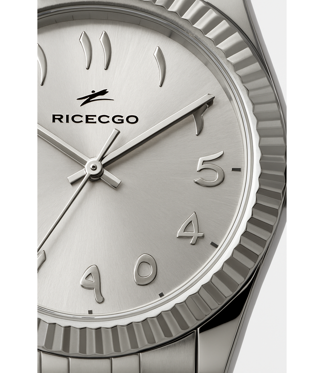 Ricecgo Luxe Herenhorloge Zilver Parelmoer Wit   - Gratis Armband bij elke bestelling (twv €29,95)