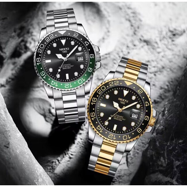 Nibosi Herenhorloge & Gold Black Edition