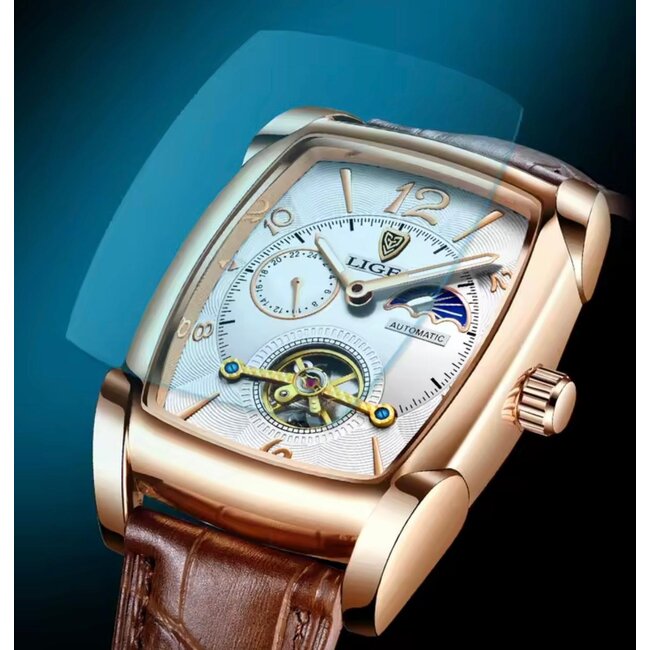 Lige Herenhorloge - Rosé Goud & Wit - Automaat