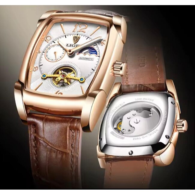 Lige Beaumont – herenhorloge met leren band en klassiek design