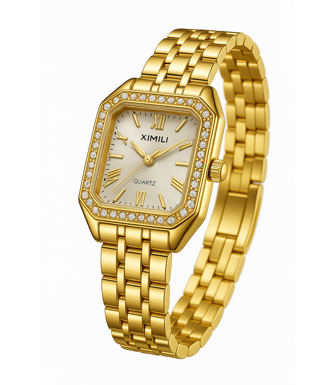 Ximili Dameshorloge Goud & Parelmoer Wit