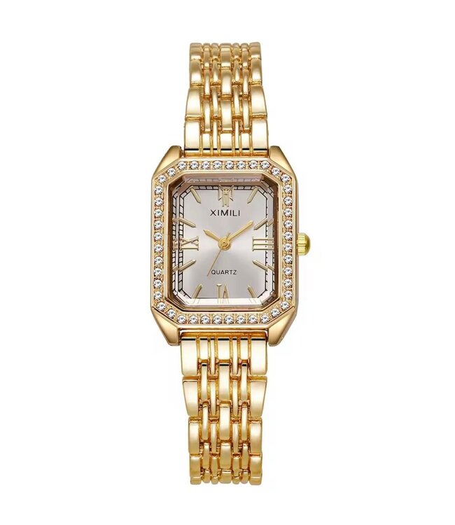Ximili Dameshorloge Goud & Parelmoer Wit