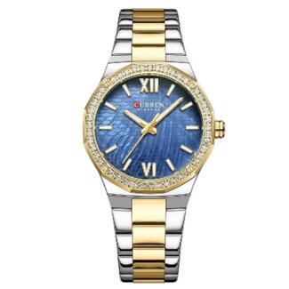 Curren Luxe Dameshorloge Zilver Goud & Blauw