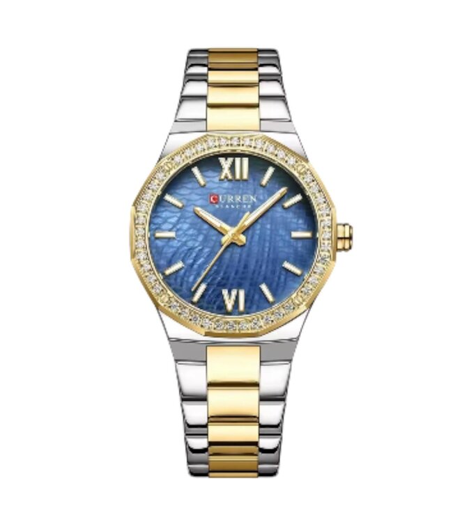 Curren Luxe Dameshorloge Zilver Goud Blauw