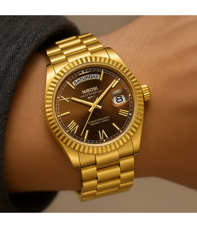 Curren Herenhorloge Geelgoud & Chocolate Dial