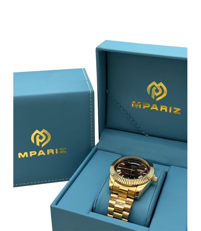 Nibosi Herenhorloge Goud & Chocolate Dial