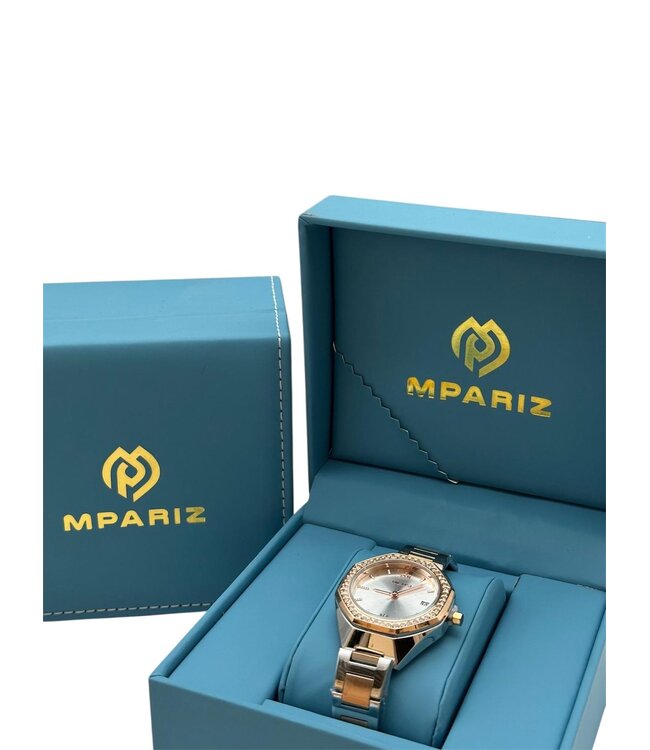 Nibosi Dameshorloge Zilver Rosé &  Parelmoer Wit