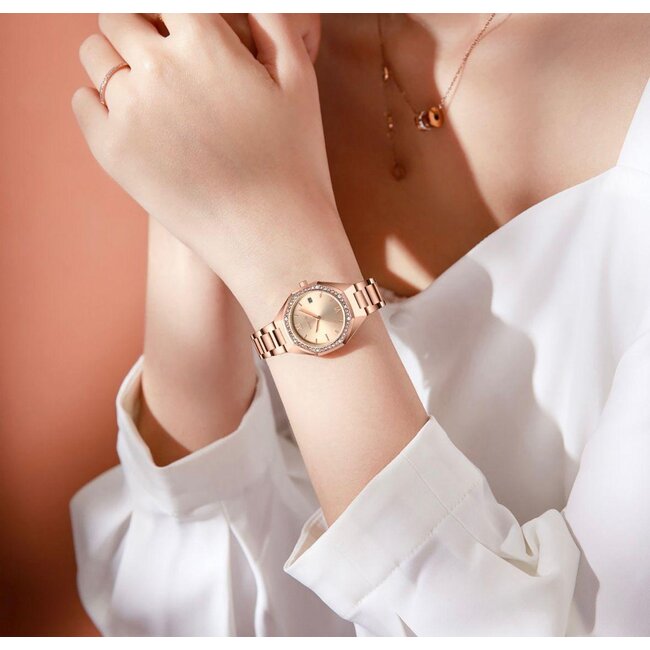 Nibosi Dameshorloge Zilver Rosé &  Parelmoer Wit