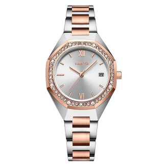 Nibosi Dameshorloge Zilver Rosé & Parelmoer Wit