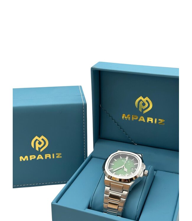 Nibosi Herenhorloge Zilver Groen & Wit