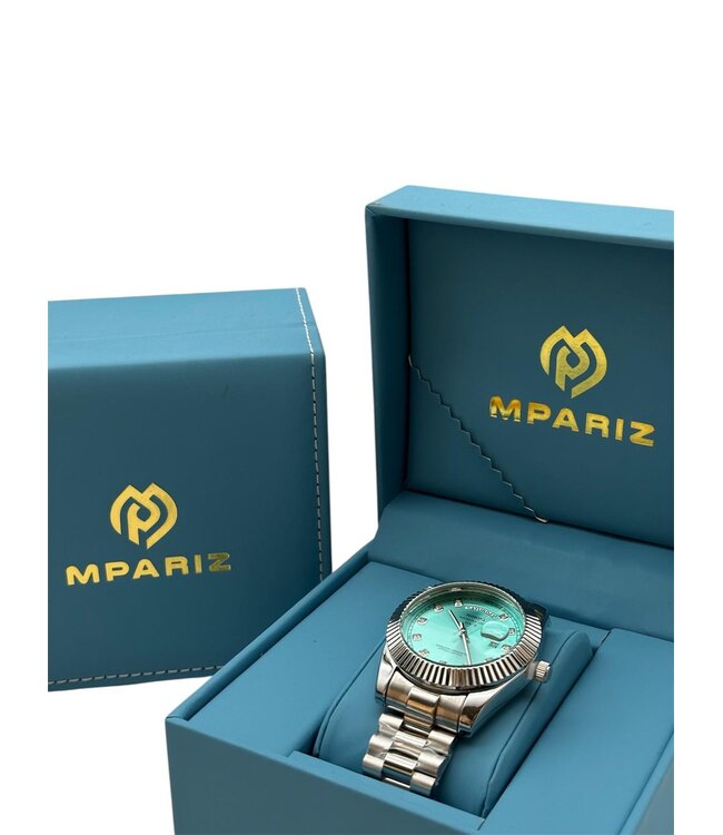 Nibosi Herenhorloge Zilver & Mint Daimond