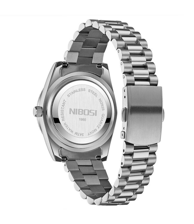 Nibosi Herenhorloge Zilver & Mint Daimond