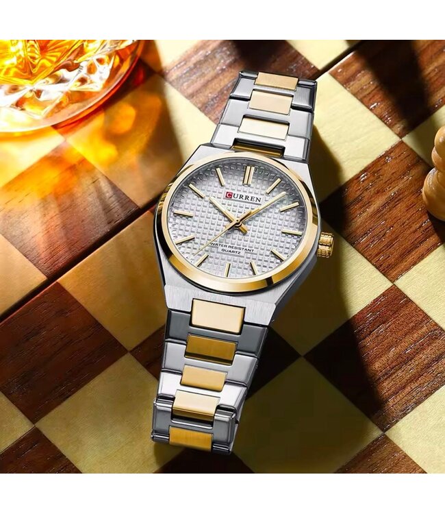 Curren Luxe Herenhorloge Zilver Goud (Groen/Wit)