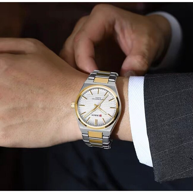 Curren Altis – herenhorloge met stalen band en groene wijzerplaat