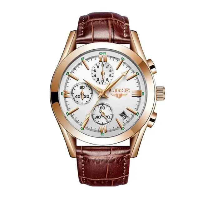 Lige Luxe Herenhorloge Rosé  (Blauw/Zwart/Wit)