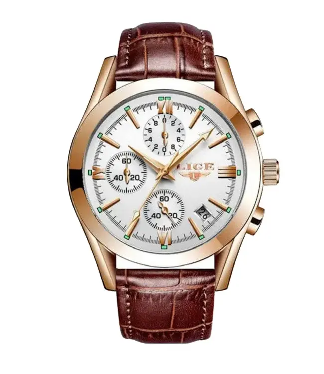 Lige Luxe Herenhorloge Rosé  (Blauw/Zwart/Wit)