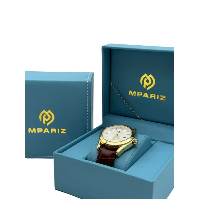 Lige Luxe Herenhorloge Goud (Blauw/Wit)