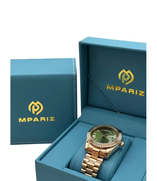 Nibosi Herenhorloge Rosé (Chocolate/Groen/Wit) - Datum