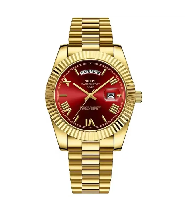 Nibosi Herenhorloge Goud (Goud/Rood/Wit/Chocolate)