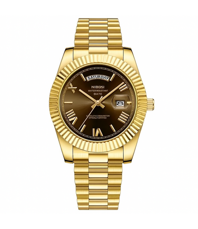 Nibosi Herenhorloge Goud (Goud/Rood/Wit/Chocolate)