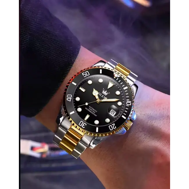 Olevs Rievera Vert – herenhorloge met stalen band en sportief design