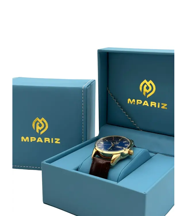 Olevs Luxe Herenhorloge Goud (Wit/Blauw)