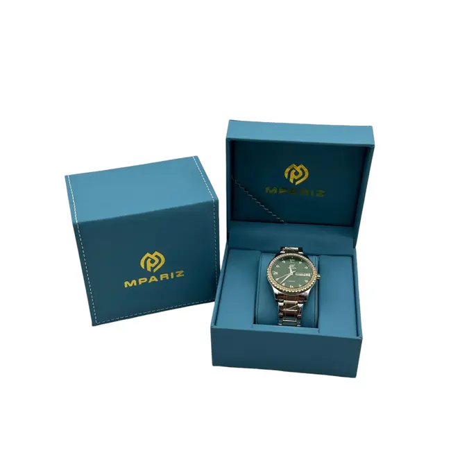 Olevs Luxe Herenhorloge Goud Diamonds (Blauw/Groen)