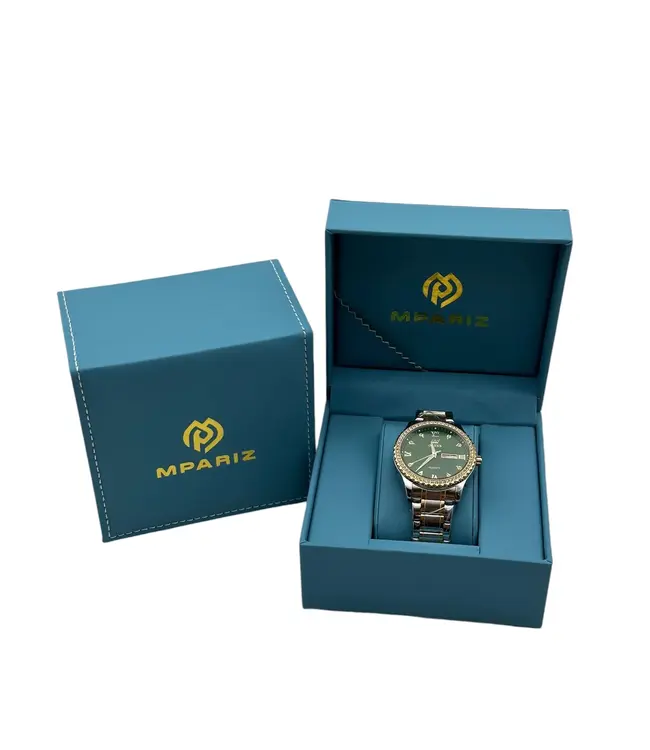 Olevs Luxe Herenhorloge Goud Diamonds (Blauw/Groen)