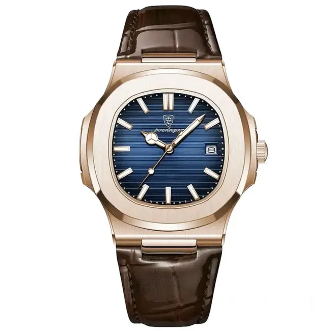 Poedagar Herenhorloge Rosé (Zwart/Blauw)