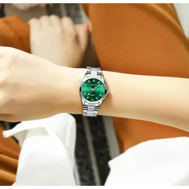 Chenxi Dameshorloge Zilver (Roze/Groen)