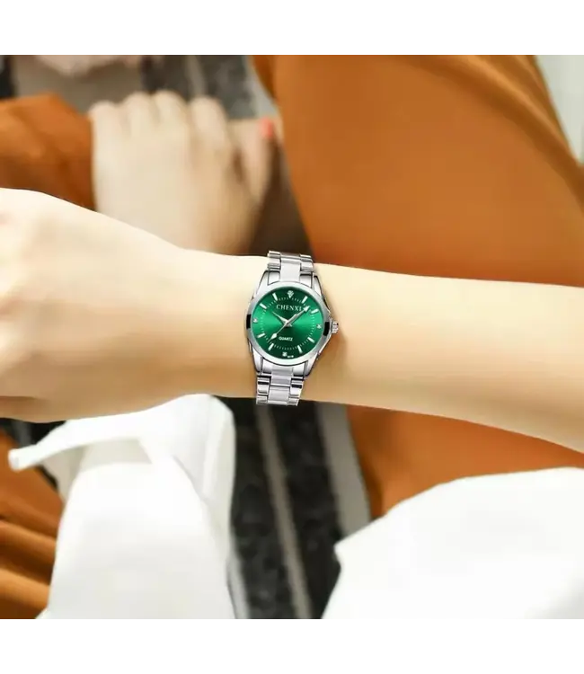 Chenxi Dameshorloge Zilver (Roze/Groen)