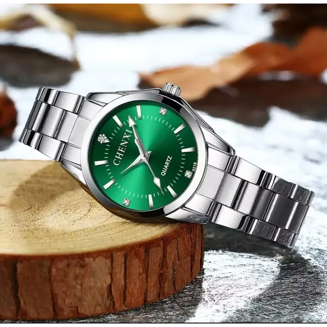 Chenxi Dameshorloge Zilver (Roze/Groen)