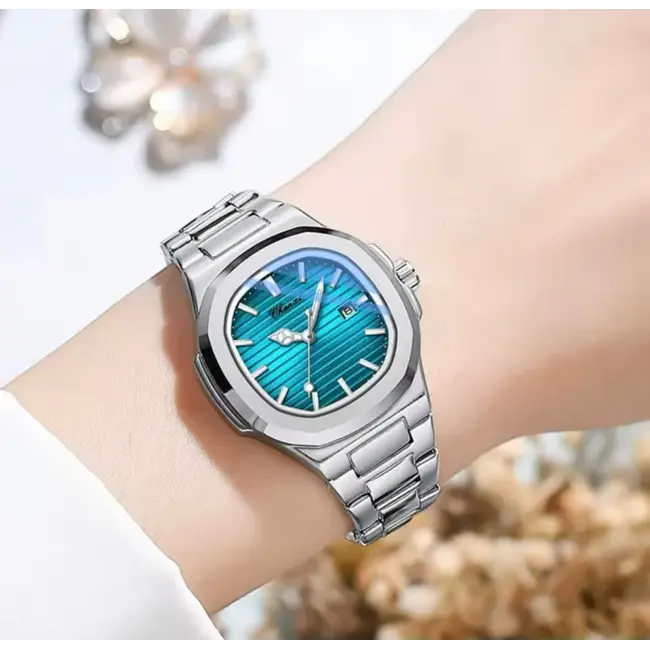 Chenxi Luxe Dameshorloge Zilver (Bruin/Blauw)