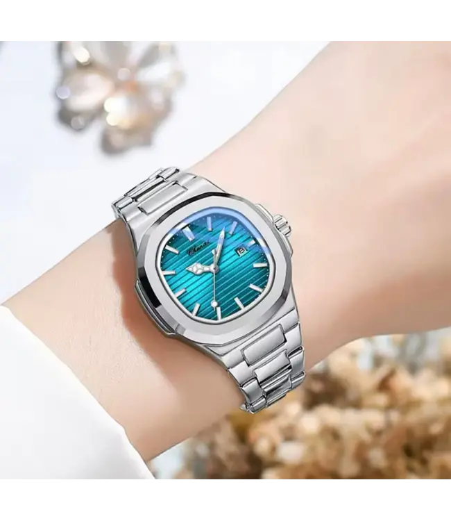 Chenxi Luxe Dameshorloge Zilver (Bruin/Blauw)