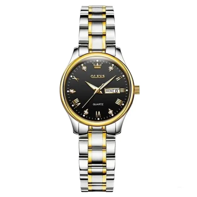 Olevs Luxe Dameshorloge Zilver Goud (Blauw/Zwart/Wit)