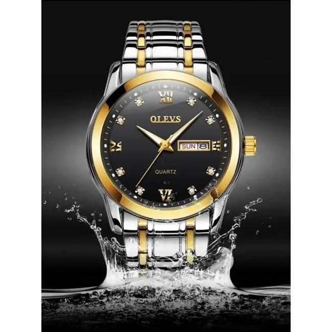 Olevs Luxe Dameshorloge Zilver Goud (Blauw/Zwart/Wit)