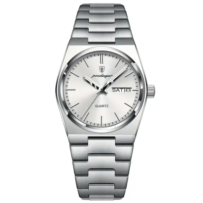 Poedagar Luxe Dameshorloge Zilver (Blauw/Groen/Wit)