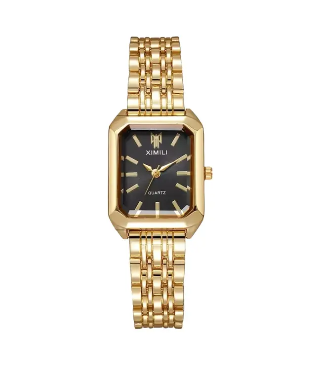 Ximili  Dameshorloge Goud (Parelmoer Wit/Zwart)