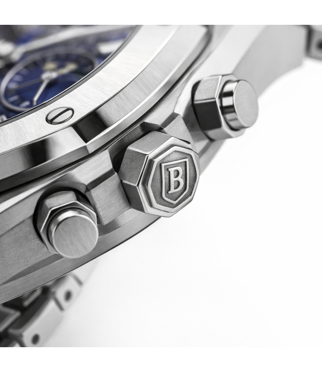 Binbond Luxe herenhorloge Zilver (Blauw/Zwart)