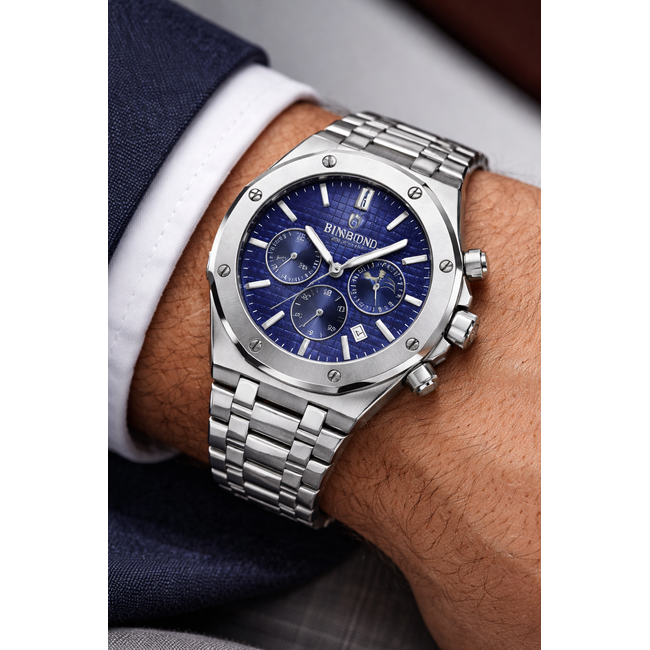 Binbond Octava Chrono – herenhorloge met stalen band en sportief design